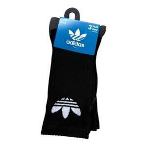 Adidas Men's Black Crew Socks 3 Pairs Size 6-12